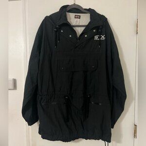 Vintage STX Lacrosse Jacket Black Mens SizeXL Anorak Coat zipped pockets
